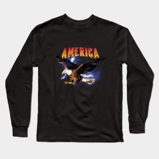 American USA Eagle Patriotic Long Sleeve T-Shirt